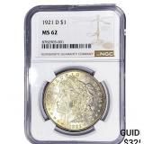 1921-D Morgan Silver Dollar NGC MS62
