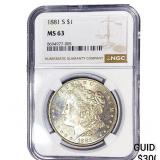 1881-S Morgan Silver Dollar NGC MS63