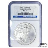 2007 Silver Eagle NGC MS69