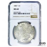 1887 Morgan Silver Dollar NGC MS60