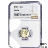 1940-S Mercury Silver Dime NGC MS66