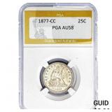1877-CC Seated Liberty Quarter PGA AU58
