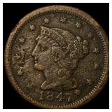 1847 Braided Hair Large Cent NEARLY UNCIRCULATED