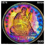 1874 Arrows Seated Liberty Quarter CHOICE BU+