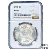 1882 Morgan Silver Dollar NGC MS64