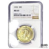 1935 Walking Liberty Half Dollar NGC MS63