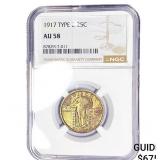 1917 Standing Liberty Quarter NGC AU58 Type 2