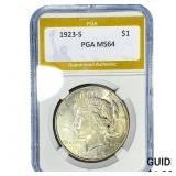 1923-S Silver Peace Dollar PGA MS64