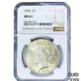 1925 Silver Peace Dollar NGC MS61