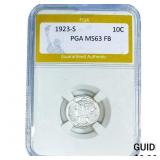 1923-S Mercury Silver Dime PGA MS63 FB
