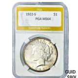 1922-S Silver Peace Dollar PGA MS64