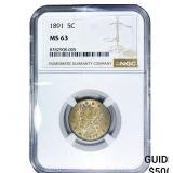 1891 Liberty Victory Nickel NGC MS63