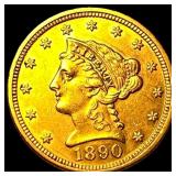 1890 $2.5 Liberty Head Quarter Eagle CLOSELY UNCIR
