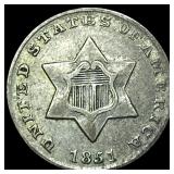 1851 Silver Three-Cent Piece NEARLY UNCIRCULATED