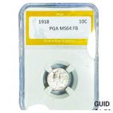 1918 Mercury Silver Dime PGA MS64 FB