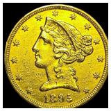 1895 Liberty Head Half Eagle $5 Gold CLOSELY UNCIR