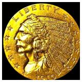 1910 Indian Head Gold $2.50 Quarter Eagle UNCIRCUL