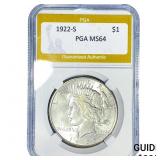 1922-S Silver Peace Dollar PGA MS64