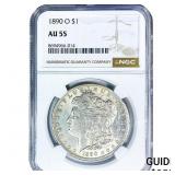 1890-O Morgan Silver Dollar NGC AU55