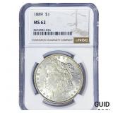 1889 Morgan Silver Dollar NGC MS62