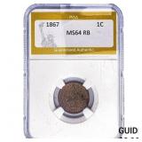 1867 Indian Head Cent PGA MS64 RB
