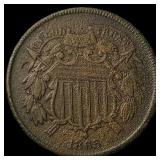 1865 Bronze Two-Cent Piece NEARLY UNCIRCULATED