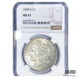 1890-S Morgan Silver Dollar NGC MS61