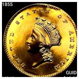 1855 Rare Gold Dollar CHOICE BU+
