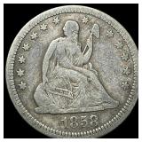 1858 Seated Liberty Quarter NEARLY  UNCIRCULATED