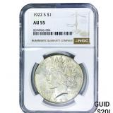 1922-S Silver Peace Dollar NGC AU55