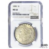 1898 Morgan Silver Dollar NGC MS62