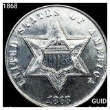 1868 Silver Three Cent