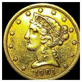 1901-S Gold $5 Half Eagle CLOSELY UNCIRCULATED