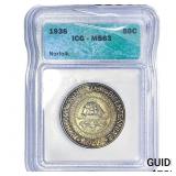 1936 Norfolk Half Dollar ICG MS63