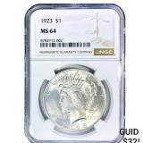 1923 Silver Peace Dollar NGC MS64