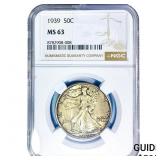 1939 Walking Liberty Half Dollar NGC MS63