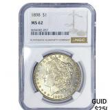 1898 Morgan Silver Dollar NGC MS62