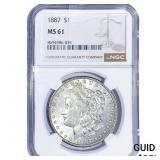 1887 Morgan Silver Dollar NGC MS61