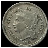 1865 Nickel Three-Cent Piece ABOUT  UNCIRCULATED