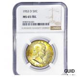 1953-D Franklin Half Dollar NGC MS65 FBL