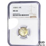 1938-S Mercury Silver Dime NGC MS66