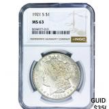 1921-S Morgan Silver Dollar NGC MS63