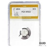 1854 Silver Three Cent PGA MS62