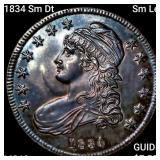 1834 Sm Dt Sm Let Capped Bust HalfDollar CHOICE BU