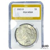 1922-D Silver Peace Dollar PGA MS64