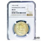 1953-D Washington Carver Half Dollar NGC MS65