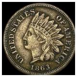 1863 Copper-Nickel Indian Head Cent NEARLY UNCIRCU