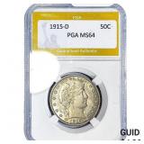 1915-D Barber Half Dollar PGA MS64