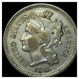 1865 Nickel Three-Cent Piece NEARLY UNCIRCULATED