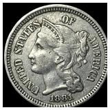 1881 Nickel Three-Cent Piece NEARLY UNCIRCULATED
